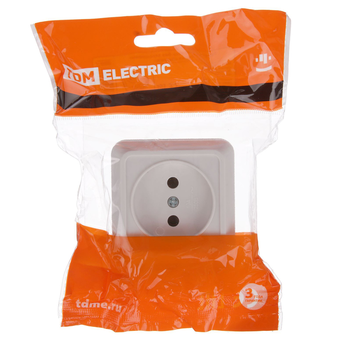 Розетка TDM "Ладога" 2П, 10 А, IP20, одноместная, открытая, белая, SQ1801-0013