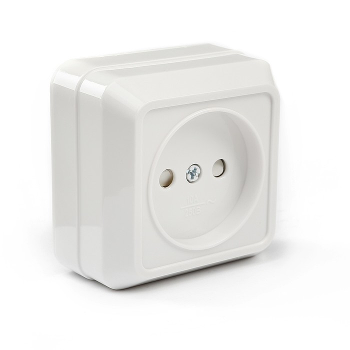 Розетка TDM "Ладога" 2П, 10 А, IP20, одноместная, с шторками, открытая, белая, SQ1801-0059