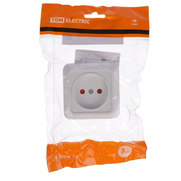 Розетка TDM "Ладога" 2П, 10 А, IP20, одноместная, с шторками, открытая, белая, SQ1801-0059