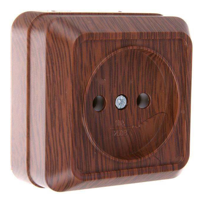 Розетка TDM "Ладога" 2П, 10 А, IP20, одноместная, открытая, цвет бук, SQ1801-0033