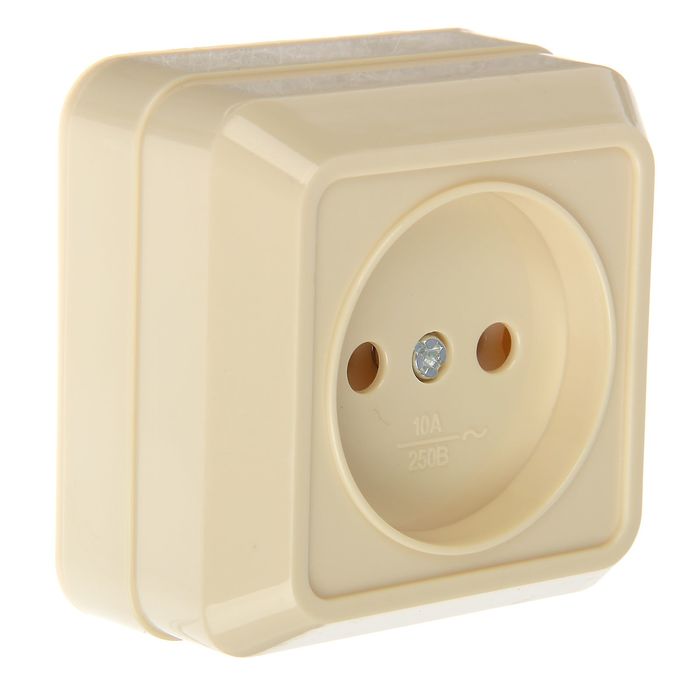 Розетка TDM "Ладога" 2П, 10 А, IP20, одноместная, открытая, цвет слон. кость, SQ1801-0014