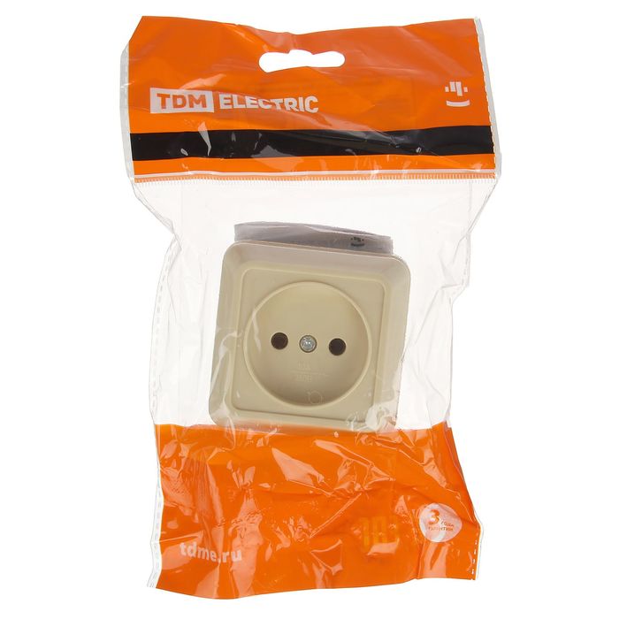 Розетка TDM "Ладога" 2П, 10 А, IP20, одноместная, открытая, цвет слон. кость, SQ1801-0014