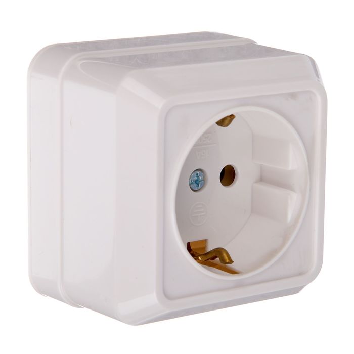 Розетка TDM "Ладога" 2П+3, 16 А, 250 В, IP20, одноместная, открытая, белая, SQ1801-0111