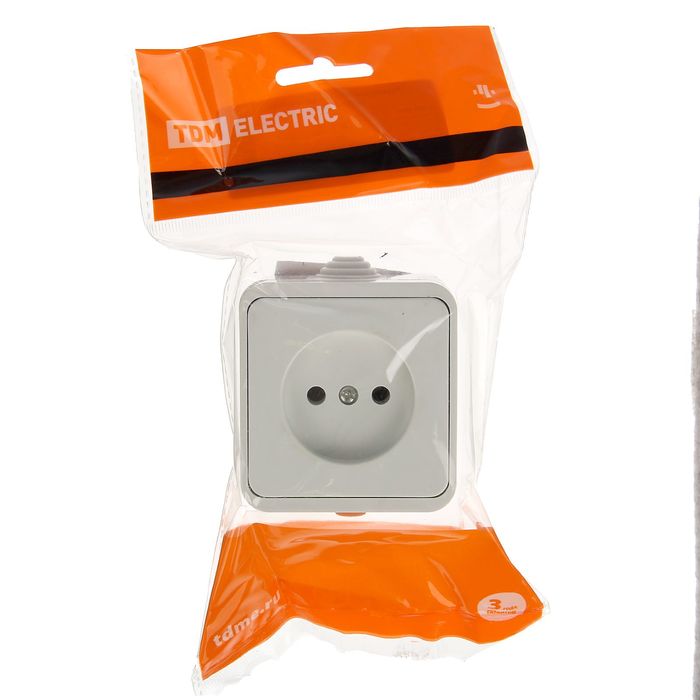 Розетка TDM "Орель" 2П, 10 А, IP44, одноместная, открытая, белая, SQ1802-0004