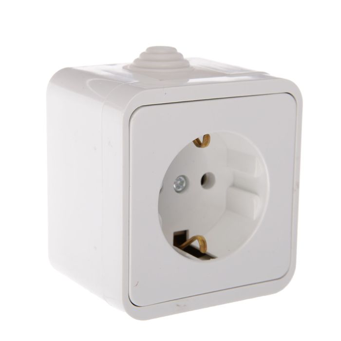 Розетка TDM "Орель" 2П+З, 16 А, IP44, одноместная, открытая, белая, з/к SQ1802-0005