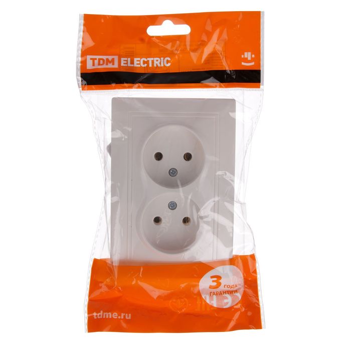 Розетка TDM "Таймыр" 2П, 10 А, 250 В, двухместная, белая, SQ1814-0013