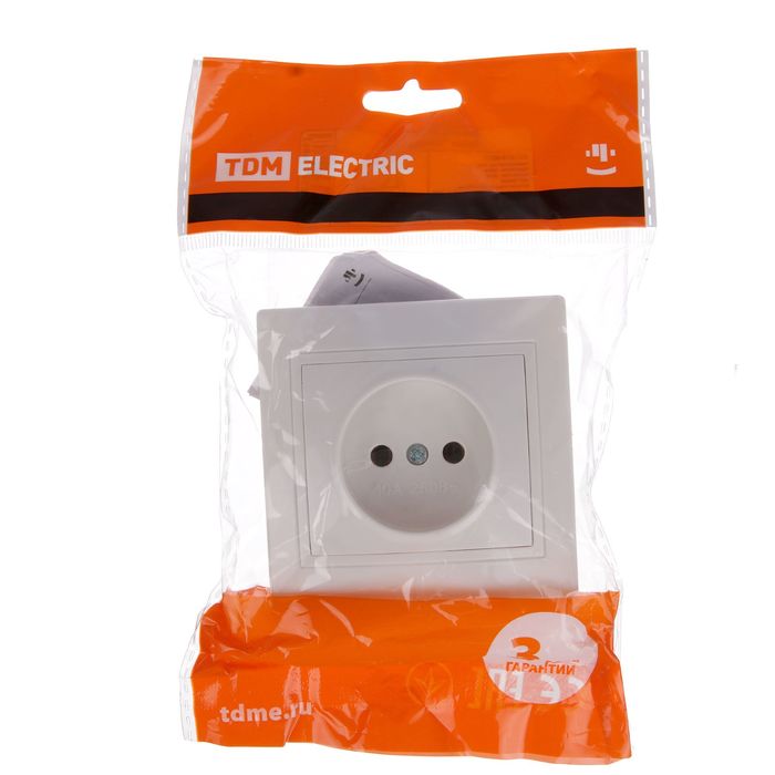 Розетка TDM "Таймыр" 2П, 10 А, 250 В, одноместная, белая, SQ1814-0011