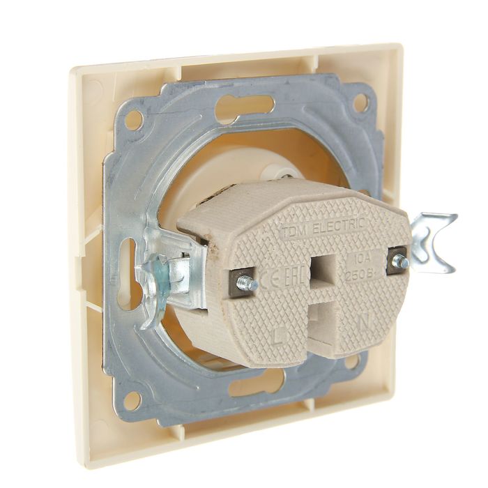 Розетка TDM "Таймыр" 2П, 10 А, 250 В, 1-местная, шторки, цвет слоновая кость, SQ1814-0115