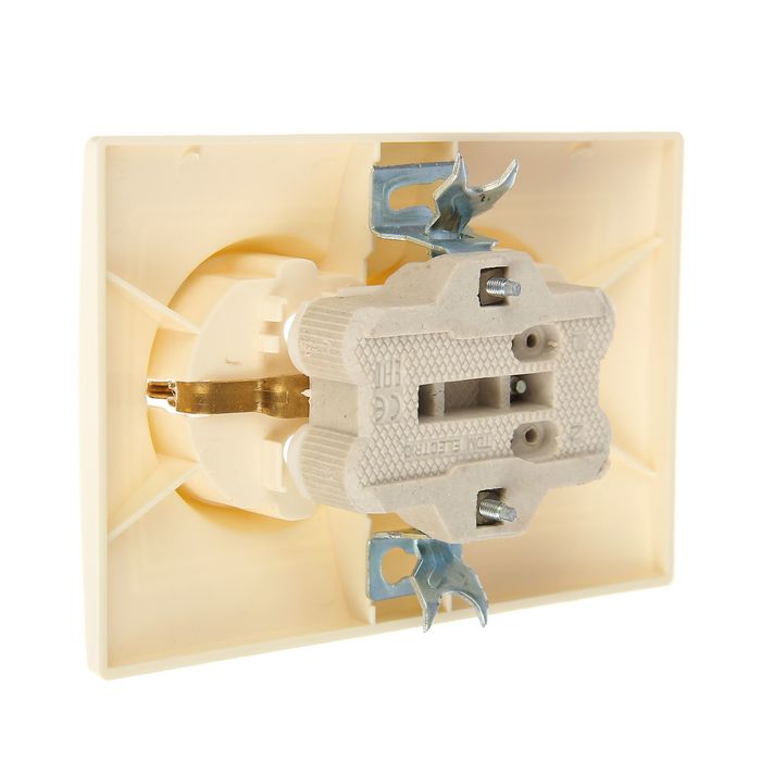 Розетка TDM "Таймыр" 2П+З, 16 А, 250 В, двухместная, цвет слоновая кость, SQ1814-0114