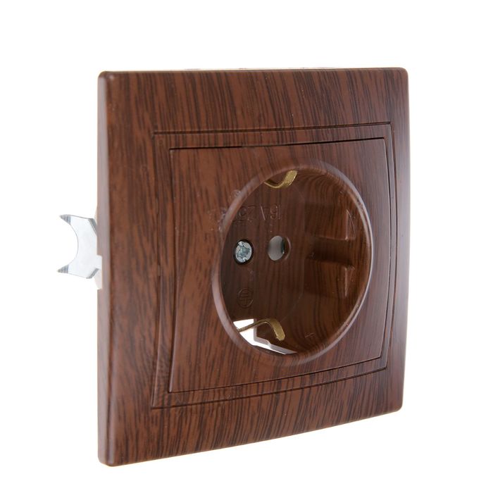 Розетка TDM "Таймыр" 2П+З, 16 А, 250 В, одноместная, "ЭКО", цвет бук, SQ1814-0312