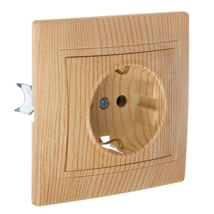 Розетка TDM "Таймыр" 2П+З, 16 А, 250 В, одноместная, "ЭКО", цвет сосна, SQ1814-0212