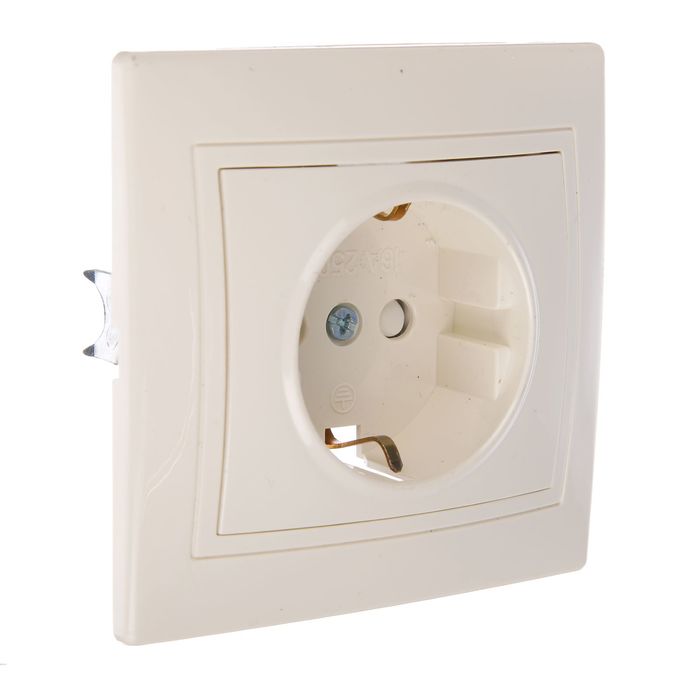 Розетка TDM "Таймыр" 2П+З, 16 А, 250 В, одноместная, цвет слоновая кость, SQ1814-0116