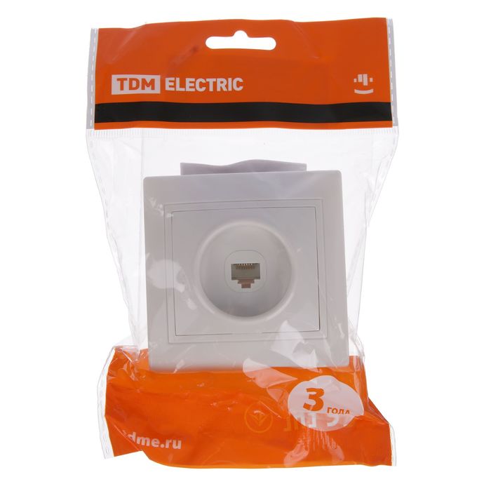 Розетка компьютерная TDM "Таймыр", одноместная, скрытая, белая, SQ1814-0021
