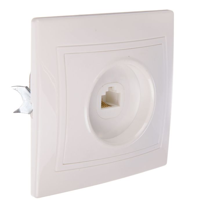 Розетка телефонная TDM "Таймыр", одноместная, скрытая, белая, SQ1814-0020