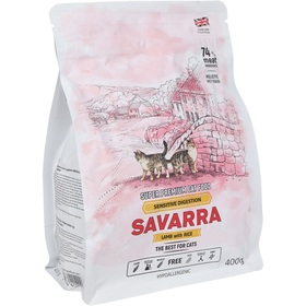 Сухой корм SAVARRA Sensitive Cat для кошек с чувствительным пищеварением, ягненок/рис, 400 г