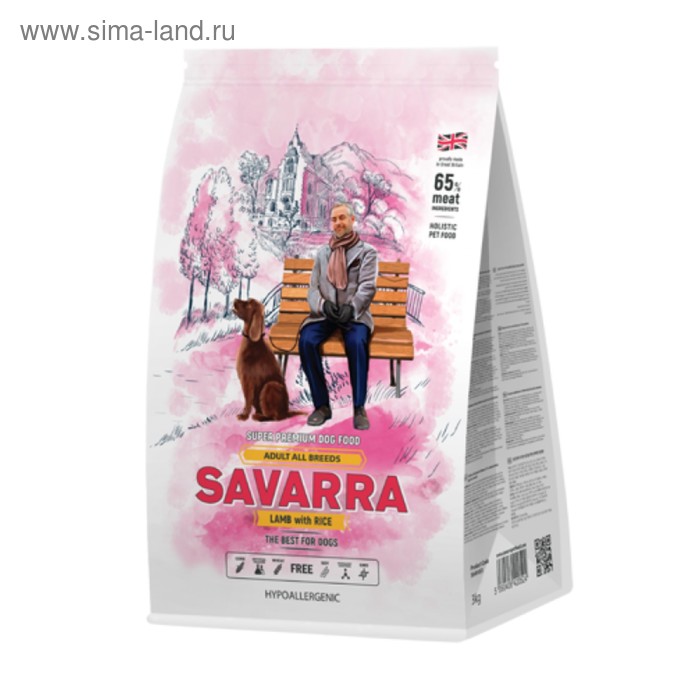 Сухие корма для собак  Сима-Ленд Сухой корм SAVARRA Adult Dog Lamb для взрослых собак, ягненок/рис, 12 кг.