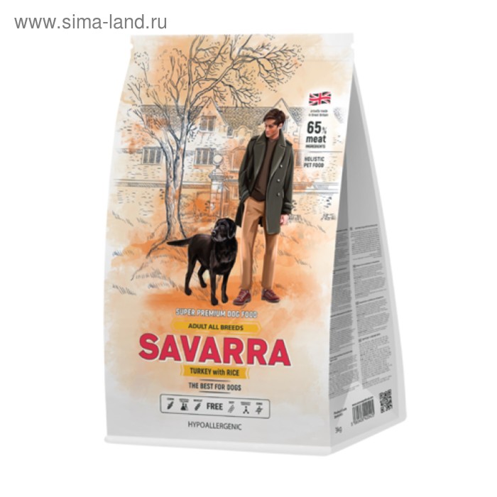Сухой корм SAVARRA Adult Dog Turkey для взр. собак, индейка/рис, 1 кг.