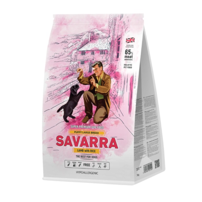 Сухой корм SAVARRA Puppy Large Breed для щенков крупных пород, 12кг, Ягненок/рис