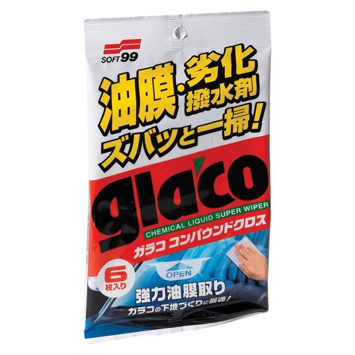 Салфетки для стекол очищающие Glaco Compound Sheet, 6 шт