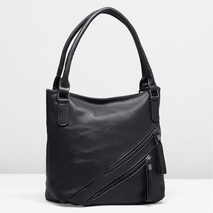 Сумка женская, 1 отдел с перегородкой, 3 наружных кармана, цвет чёрный