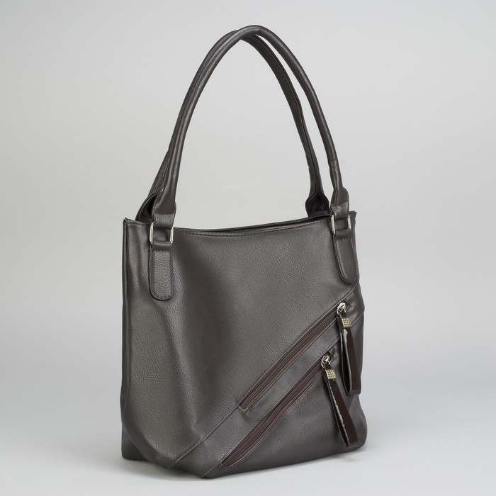 Сумка женская, 1 отдел с перегородкой, 3 наружных кармана, цвет коричневый