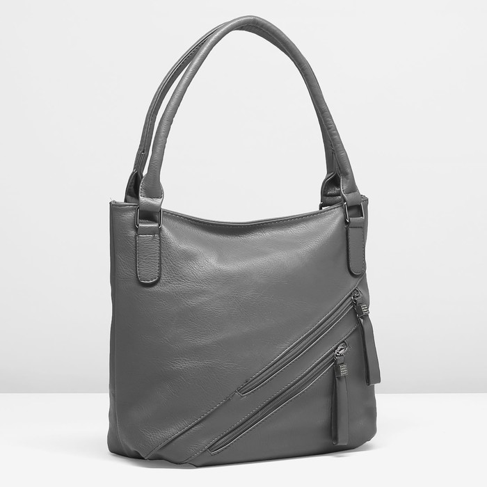 Сумка женская, 1 отдел с перегородкой, 3 наружных кармана, цвет серый