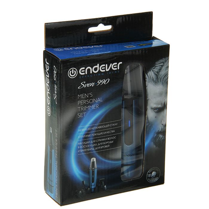 Триммер Endever Sven 990, 3 насадки, LED-индикатор