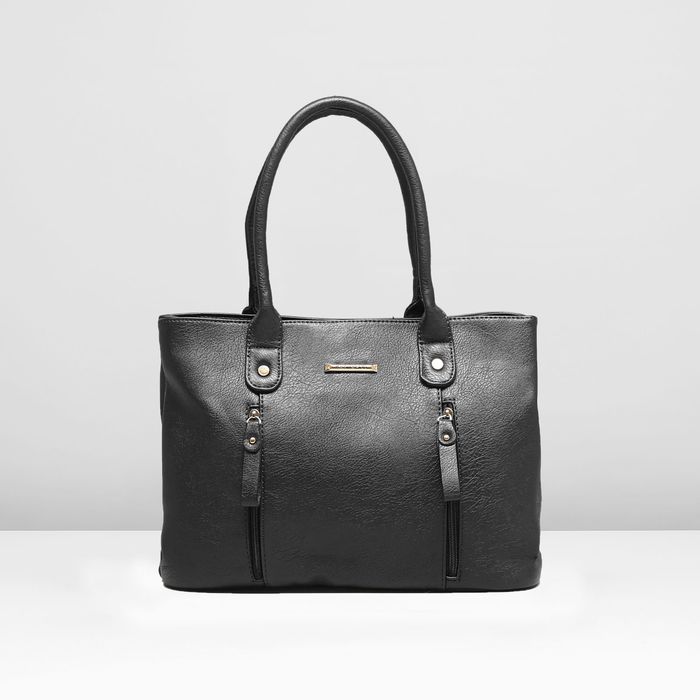 Сумка женская на молнии, 1 отдел, 3 наружных кармана, цвет чёрный