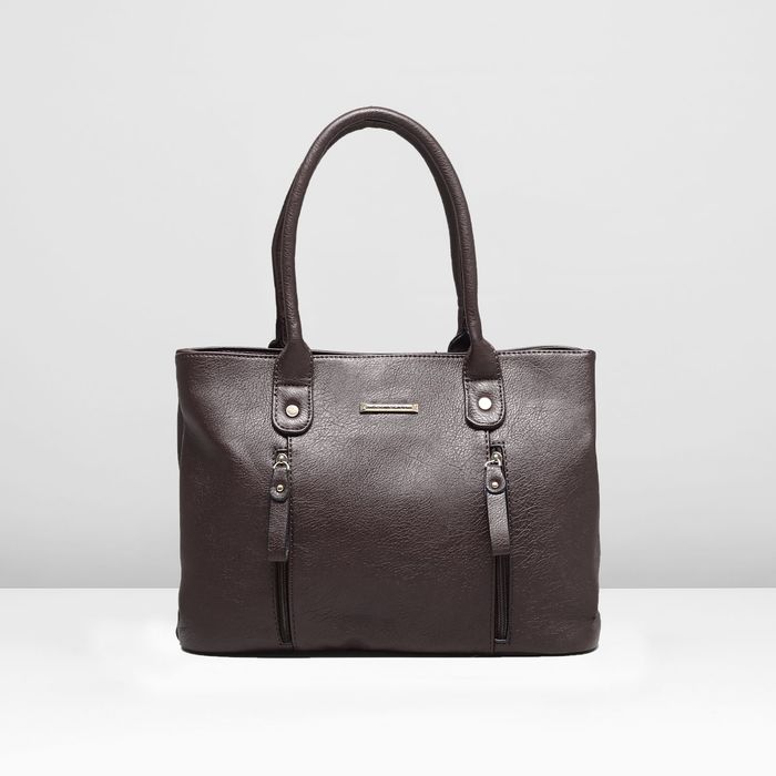 Сумка женская на молнии, 1 отдел, 3 наружных кармана, цвет коричневый