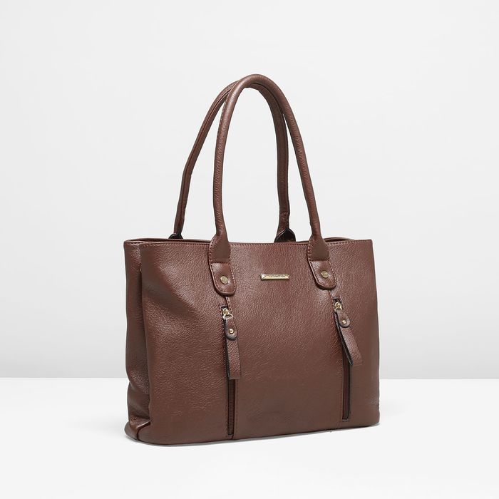 Сумка женская на молнии, 1 отдел, 3 наружных кармана, цвет кофе