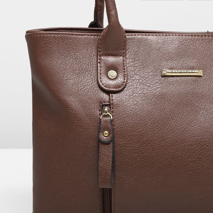 Сумка женская на молнии, 1 отдел, 3 наружных кармана, цвет кофе