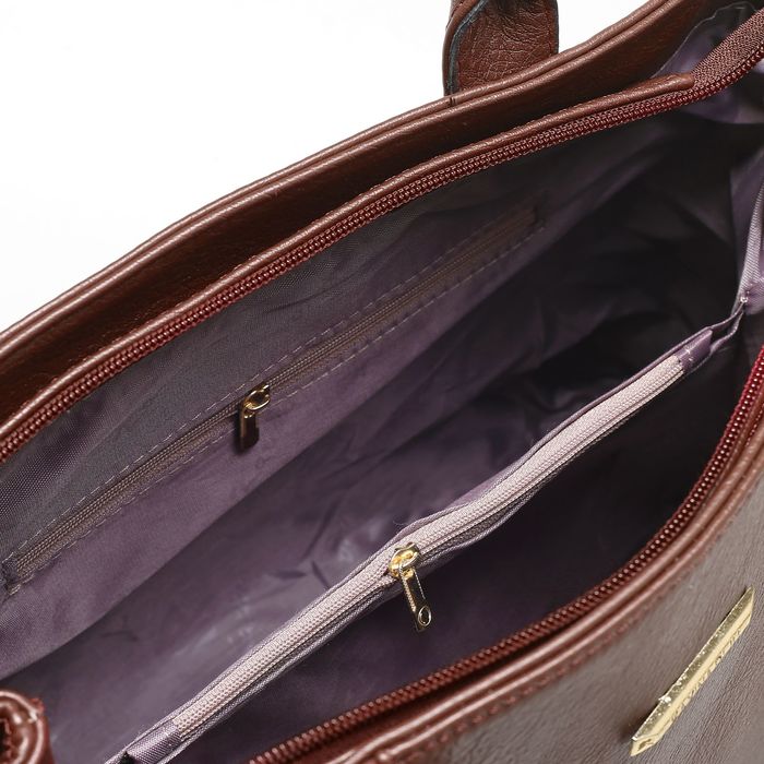 Сумка женская на молнии, 1 отдел, 3 наружных кармана, цвет кофе