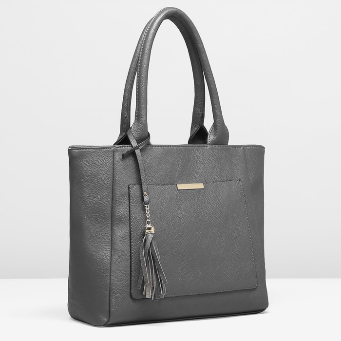 Сумка женская, 1 отдел с перегородкой, 2 наружных кармана, цвет серый