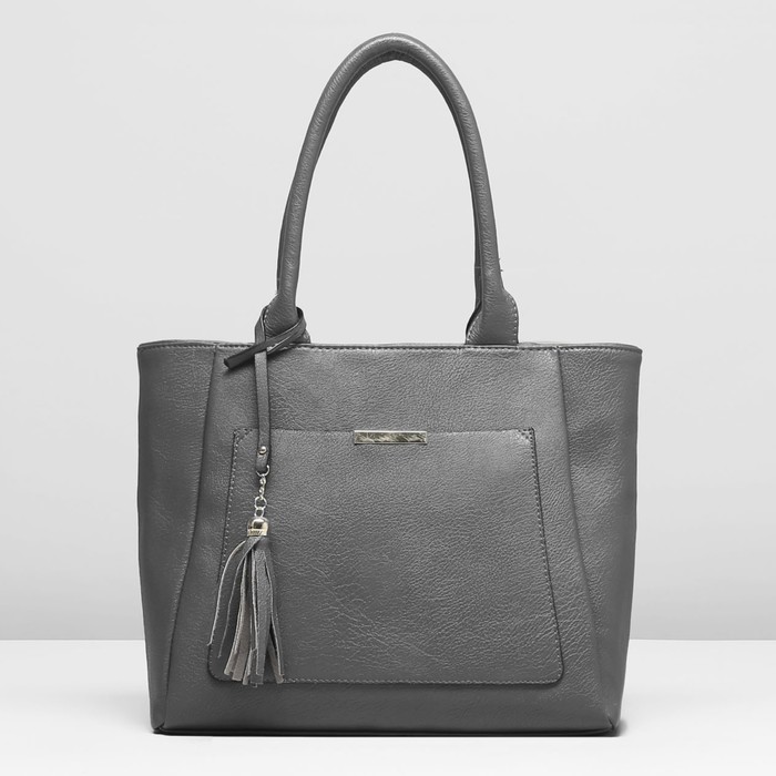 Сумка женская, 1 отдел с перегородкой, 2 наружных кармана, цвет серый