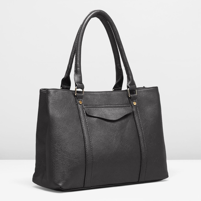 Сумка женская на молнии, 2 отдела, 2 наружных кармана, цвет чёрный