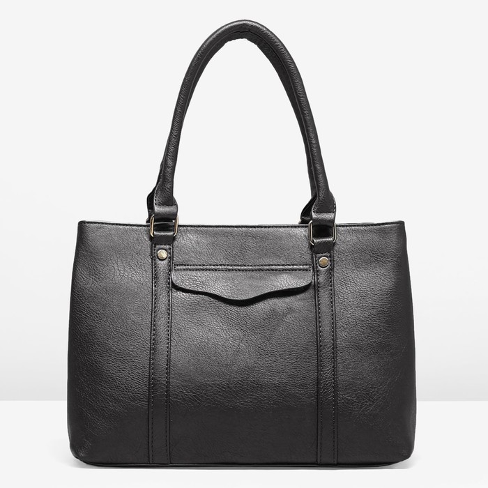 Сумка женская на молнии, 2 отдела, 2 наружных кармана, цвет чёрный