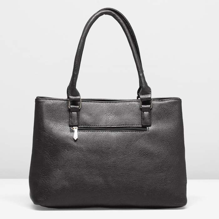 Сумка женская на молнии, 2 отдела, 2 наружных кармана, цвет чёрный