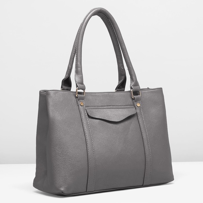 Сумка женская на молнии, 2 отдела, 2 наружных кармана, цвет серый