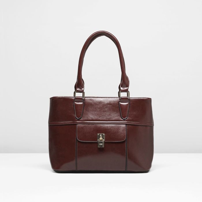 Сумка женская 1 отдел с перегородкой, наружный карман, цвет коричневый