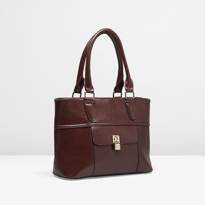 Сумка женская 1 отдел с перегородкой, наружный карман, цвет коричневый