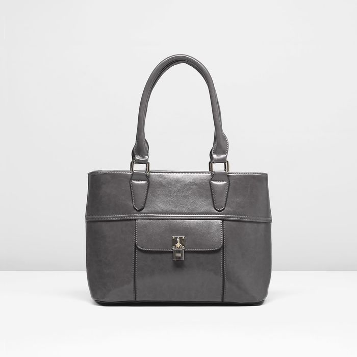 Сумка женская 1 отдел с перегородкой, наружный карман, цвет серый