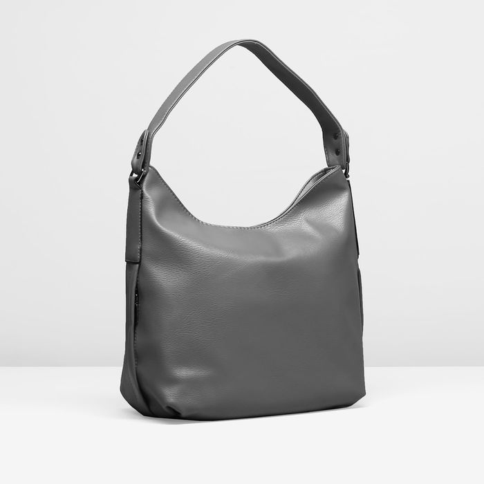 Сумка женская на молнии, 1 отдел, 3 наружных кармана, цвет серый