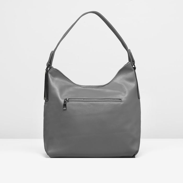 Сумка женская на молнии, 1 отдел, 3 наружных кармана, цвет серый