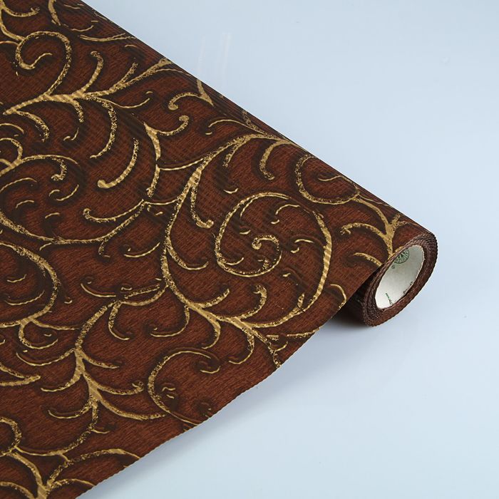 Бумага упаковочная крафт "Вензель", коричнево-золотой, 0.5 х 10 м