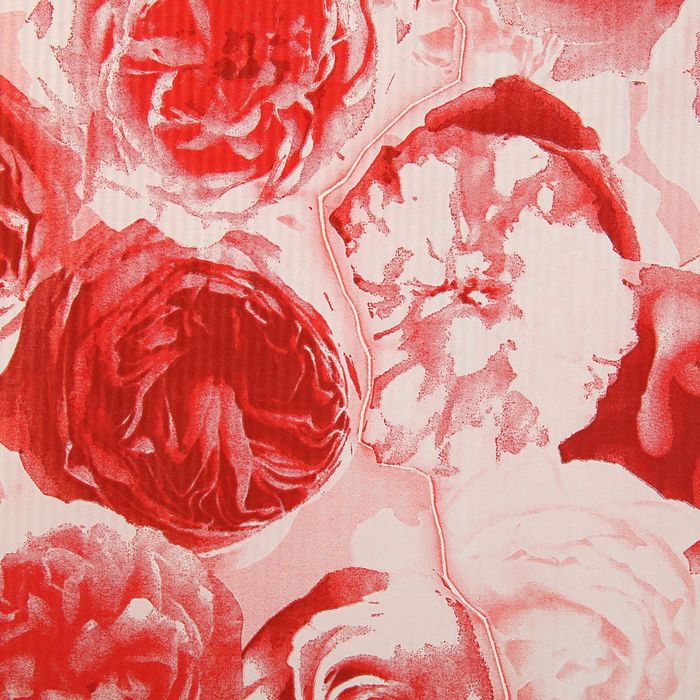 Бумага упаковочная крафт "Розы любви", бело-красно-бордовая, 0.5 х 10 м