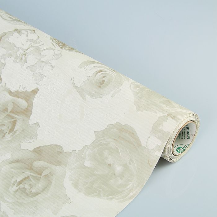 Бумага упаковочная крафт "Розы любви", бело-серая, 0.5 х 10 м