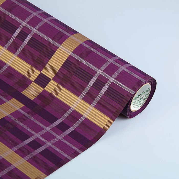 Бумага упаковочная крафт "Клетка", фиолетовый, 0.5 х 10 м