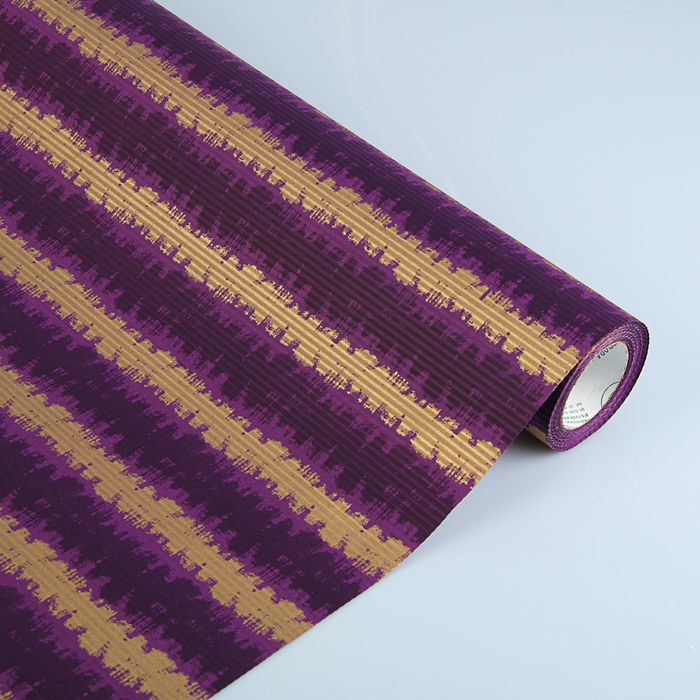 Бумага упаковочная крафт "Береста", фиолетово-золотой, 0.5 х 10 м