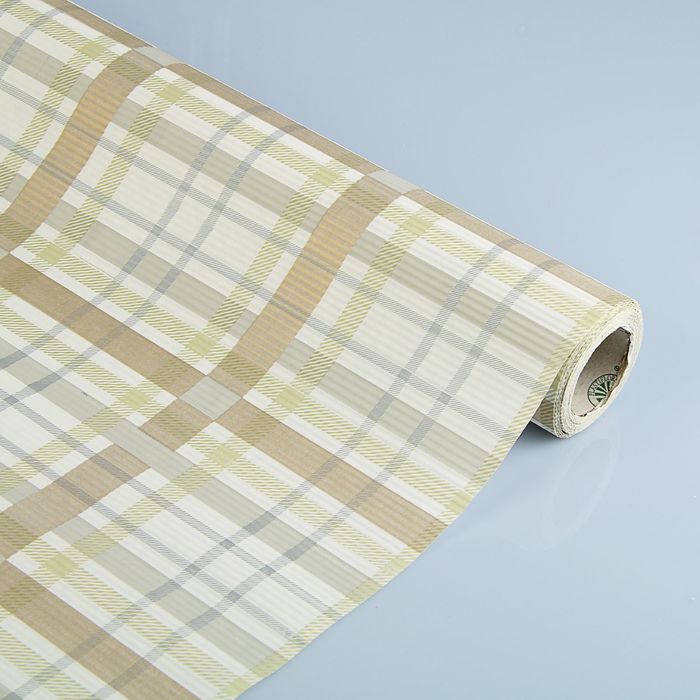 Бумага упаковочная крафт "Гленчек", серый-белый-золотой, 0.5 х 10 м