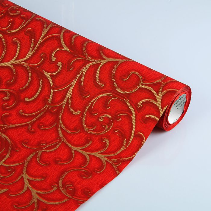 Бумага упаковочная крафт "Сирокко", красный-золотой, 0.5 х 10 м